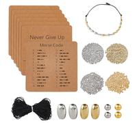 DICOSMETIC DIY Morse Code Armband Perlenkit verstellbare Trenchtarmbänder Halskette Kit inklusive 1200 STK. 2 Stilen Kunststoffperlen Cantidades 10M Gewachste Schnüre 18 STK. Pulsera Display Tarjetas