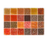 DICOSMETIC Juego de 21455 cuentas de cristal naranja con forma de tubo, juego de pulseras de cuentas pequeñas para pulseras, collares, joyas, alrededor de 8/0, agujero: 0,5-1,2 mm