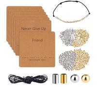 DICOSMETIC Juego de pulseras con código Morse, incluye 400 unidades, 2 estilos, perlas de acero inoxidable, paquete grande, 5,46 metros, cordón de algodón encerado, 14 unidades