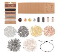 DICOSMETIC - Kit de pulsera de código morso para hacer yo mismo, 6 estilos, 1800 unidades, cuentas de plástico a granel, 4 colores, 20 metros de cuerda de yute, tarjeta de decodificación del código
