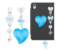 DICOSMETIC Lindo juego de colgantes para lector electrónico con tapón antipolvo tipo C/USB C corazón mango lirio del valle lazos estrella cadena colgante corazón llavero gancho, 135mm, Plástico, Sin