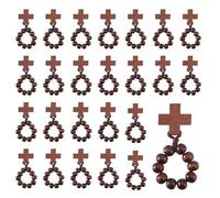 DICOSMETIC Rosario de dedo de madera, rosario católico de dedo, anillo de rosario de bolsillo con cruz de Tierra Santa, anillos para regalos de bautismo, hombres, mujeres, boda, iglesia regalo