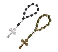 DICOSMETIC Rosario de paracord con crucifijo, 2 unidades, 2 colores, 18 cm, una década, rosario católico, espejo retrovisor, colgador, rosario, crucifijo, medallón, regalo religioso para mujeres y