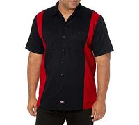 Dicota Two Tone Work - Camisa Casual de Manga Corta para Hombre, Color Black (Black/English Red), Talla Large