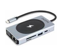 DICOTA USB-C 10-in-1 Charging Hub 4K PD 100W Plata Hub Multipuerto HDMI RJ-45 USB 4.0 VGA Lector MicroSD SD 100W