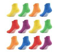 Dicry Calcetines Tobilleros Antideslizantes de Algodón Unisex Bebé Niños Niñas Infante y Chico Chica (1-3 Años, 12 Pares Arcoíris)