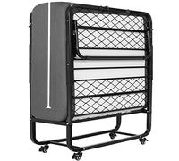 DICTAC Cama Plegable de 90 x 200 cm, Cama de Invitados para Adultos, Plegable, con Aprox. 13 cm de Grosor, colchón de Espuma viscoelástica, Cama Plegable de Metal, Estable con Ruedas, fácil de