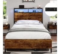 DICTAC Marco de cama de metal, 90 x 200 cm, cama juvenil para dormitorio, habitación de invitados, estructura de cama con lámpara y regleta estándar europeo, nube de fuego negra