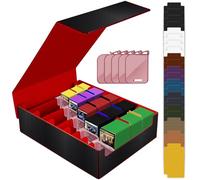 Dictien Caja Cartas Magic para TCG/Magic the Gathering (MTG)/ YuGiOh/Commander Card Deck Box para más de 3800+ Cartas, Magnetic Flip PU Cuero Deckbox Caja Cartas con 24 Divisores y 5 Soportes