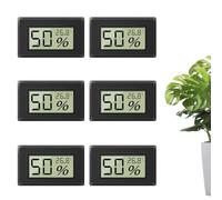 Dictien Mini higrómetro digital, ℃/℉ ajustable, 6 unidades, negro, independiente, para casa, escuela, bodega, invernadero, sótano, almacén (6, cuadrado)