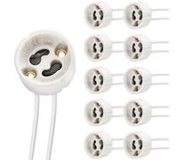 DiCUNO 10P GU10 Portalámparas 0.75mm² Cable de silicona Conector GU10 Base de cerámica para LED y halógeno, 250V, Max 300W