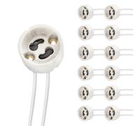 DiCUNO 12P GU10 Portalámparas 0.75mm² Cable de silicona Conector GU10 Base de cerámica para LED y halógeno, 250V, Max 300W