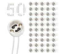 DiCUNO 50P GU10 Portalámparas 0.75mm² Cable de silicona Conector GU10 Base de cerámica para LED y halógeno, 250V, Max 300W