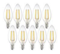 DiCUNO Bombilla LED E14 blanco cálido 2700K, 3.5W bombilla led llama equivalente 40W incandescente, 480LM, No regulable, Filamento vela vintage para lámpara de araña y lámpara de techo, 10 Piezas