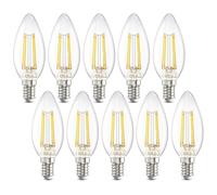 DiCUNO Bombilla LED E14 blanco neutro 4000K, 4W bombilla led llama equivalente 40W incandescente, 550LM, No regulable, Filamento vela vintage para lámpara de araña y lámpara de techo, 10 Piezas