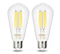 DiCUNO Bombilla LED E27 ST58 5.3W, Clase energética A, 80W Equivalente, 1120lm, Luz neutra 4000K, Filamento Edison vintage de bajo consumo, Vidrio, 2 Piezas