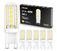 DiCUNO Bombilla LED G9 3W, 40W equivalente halógeno, 480lm, Blanco frío 5000K, No regulable, Ahorro de energía, Led G9 para dormitorio, salón y cocina, 6 Piezas