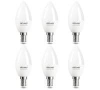 DiCUNO Bombillas LED E14 C37, 5W Equivalente a 50W, 550lm, Blanco Frío 5000K, Bombilla Vela, CRI 90, Ángulo de Luz 220°, No Regulable, Casquillo fino E14 para Salón, Pasillo, Dormitorio, Pack de 6