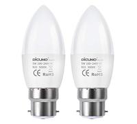 DiCUNO ProOE Bombilla LED B22 6W, equivalente halógeno de 40W, 410LM, Blanco frío 5000K, LED de bayoneta C37, No regulable, 100-240V, 2 Piezas