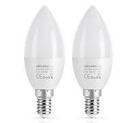 DiCUNO ProOE E14 bombilla LED 5W, 5000K Blanco Frío LED en forma de vela, Eequivalente 40W halógeno, 460LM, E14 C37 espectro completo CRI 98, no regulable, 100-240V, 2 Piezas