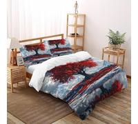 DICVXST Impresión 3D Árbol Crimson Funda De Edredón Infantil/Juvenil 3 Piezas Suave Transpirable 2 Fundas De Almohad Suave con Cremallera De Double(200x200cm)