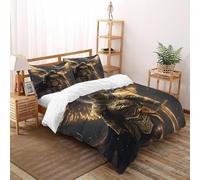 DICVXST Impresión 3D Caballero del Dragón Dorado Funda De Edredón Infantil/Juvenil 3 Piezas De Microfibra 2 Fundas De Almohad Suave con Cremallera De Double（200x200cm）