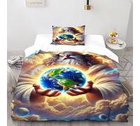 DICVXST Impresión 3D El Creador Juego De Fundas Edredón Niños 2 Piezas Microfibra 1 Fundas De Almohad Suave con Cremallera De Single（135x200cm）