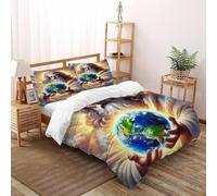 DICVXST Impresión 3D El Creador Juego De Fundas Edredón Niños 3 Piezas Suave Transpirable 2 Fundas De Almohad Suave con Cremallera De King（220x240cm）