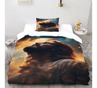 DICVXST Impresión 3D Mirada hacia el Cielo Juego De Fundas Edredón Niñas 2 Piezas Microfibra 1 Fundas De Almohad Suave con Cremallera De Single（135x200cm）