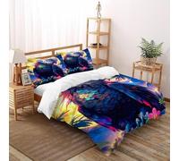 DICVXST Impresión 3D Parrot Iluminado por la Luna Juego De Fundas Edredón Niñas 3 Piezas Microfibra 2 Fundas De Almohad Suave con Cremallera De King(220x240cm)