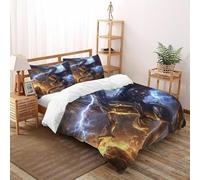 DICVXST Impresión 3D Rayo Dragón Juego De Fundas Edredón Niñas 3 Piezas Suave Transpirable 2 Fundas De Almohad Suave con Cremallera De Double（200x200cm）