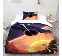 DICVXST Impresión 3D Sol vs Caballero de la Luna Juego De Fundas Edredón Niños 2 Piezas De Tacto Extra Suave 1 Fundas De Almohad Suave con Cremallera De Single（135x200cm）