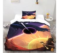 DICVXST Impresión 3D Sol vs Caballero de la Luna Juego De Fundas Edredón Niños 2 Piezas Microfibra 1 Fundas De Almohad Suave con Cremallera De Single(135x200cm)