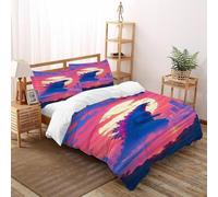 DICVXST Impresión 3Dpuesta del Sol GodzillaJuego De Fundas Edredón Niños 3 Piezas Microfibra 2 Fundas De Almohad Suave con Cremallera De King（220x240cm）