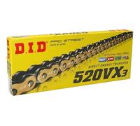 DID Cadena 520VX3 (Oro y Negro) - Longitud: 114 eslabones con unión remachada (ZJ)