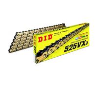 DID Cadena 525VX3 (Oro y Negro) - Longitud: 114 eslabones con unión remachada (ZJ)