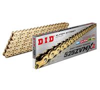 DID Cadena 525ZVM-X2 (Oro y Oro) - Longitud: 116 eslabones con unión remachada (ZJ)