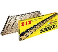 DID Cadena 530VX3 (Oro y Negro) - Longitud: 106 eslabones con unión remachada (ZJ)