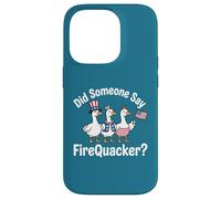 Did Someone Say FireQuacker, Divertido diseño de Ganso del 4 de Julio Carcasa para iPhone 14 Pro