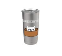 Did Someone Say Yarn Funny Cat Lover Knitting Crochet Hobby Vaso térmico de acero inoxidable de doble pared