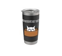 Did Someone Say Yarn Funny Cat Lover Knitting Crochet Hobby Vaso térmico de acero inoxidable de doble pared