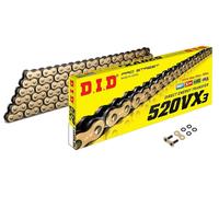 DID Cadena 520VX3 (Oro y Negro) - Longitud: 116 eslabones con unión remachada (ZJ)