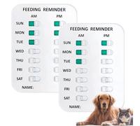 Did You Feed The Cat Tracker Magnet, Dog Fed Sign, Food Feeding Reminder Magnets Device for Dogs and Cats, Flip Am Pm, Pet Has Been Fed Schedule Clip, Daily Pets Supplies Essentials (2rows+3rows)