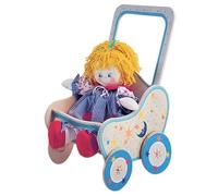 Dida - Carrito de Muñecas Luna: Fabricado en Madera, Cochecito para Muñecas Grandes hasta 50 cm, Ideal para Juegos de rol de Pequeños Padres y Madres, Apto para Niños de 2, 3, 4 Años