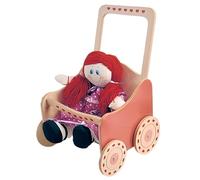 Dida - Cochecito de Madera Natural para Muñecas, Carrito Grande hasta 50 cm, Juguetes Educativos de Roles para Niños de 2 a 4 Años, Ideal para el Desarrollo Creativo
