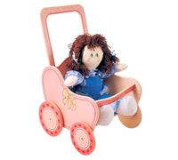 Dida - Cochecito de Muñecas Rosa: Fabricado en Madera, Carrito para Muñecas Grandes hasta 50 cm, Ideal para Juegos de rol de Pequeños Padres y Madres, para Niños de 2, 3, 4 Años