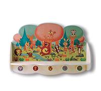 Dida - El Bosque, Gran Perchero de Pared con Estante, 5 Ganchos de Madera y Animales del Bosque, Perchero para Habitación Infantil, Estilo Montessori, Muebles Funcionales y Decorativos