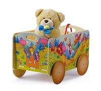 Dida - La Carrera en el Bosque, Carrito de Arrastre de Madera, Portajuguetes con Ruedas para Niños de 2 3 4 Años, Método Montessori Juegos Educativos y Divertidos