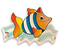 Dida - Pez, Perchero de Pared para Niños, Colgador de Madera para la Habitación Infantil, Estilo Montessori, Solución Funcional para Organizar y Decorar Espacios Infantiles