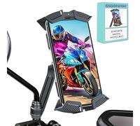Didarenba Soporte movil Scooter Moto retrovisor 4 sujeciones fijacion al Espejo retrovisor Estabilidad Maxima Compatible con Todos los Smartphones rotacion 360º antivibracion